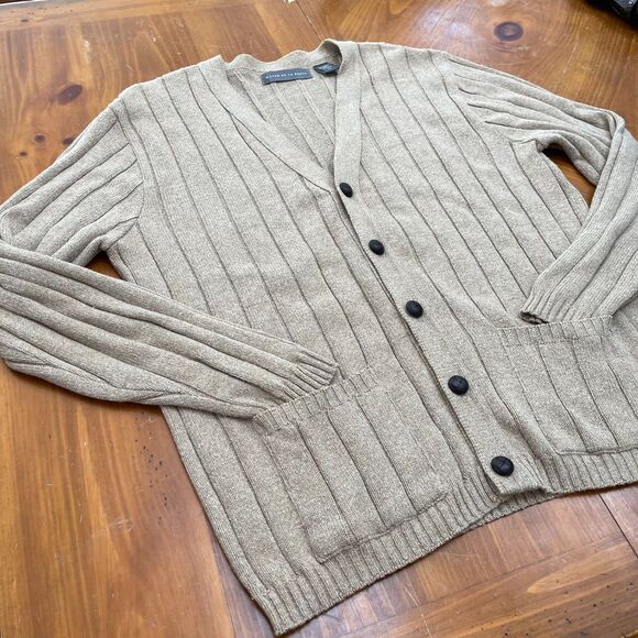 Oscar de la Renta Other - Oscar De La Renta Mens Button Down Sweater Cardigan Light Brown XL V Neck